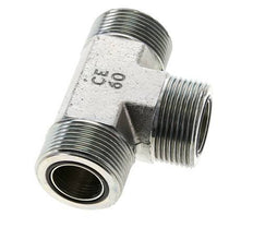 UN 1-7/16''-12 Male Zinc plated Steel Tee ORFS 400 Bar - Hydraulic