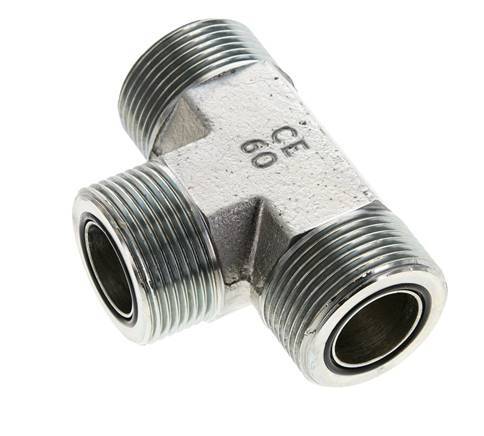 UN 1-7/16''-12 Male Zinc plated Steel Tee ORFS 400 Bar - Hydraulic