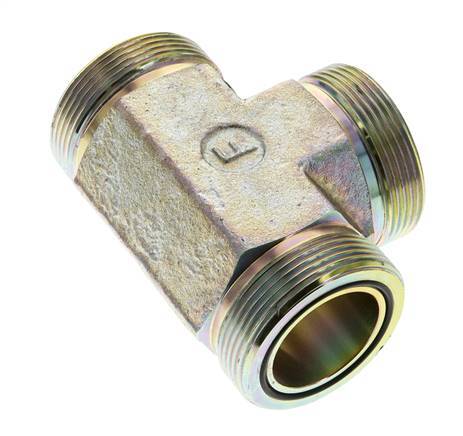UN 2''-12 Male Zinc plated Steel Tee ORFS 250 Bar - Hydraulic