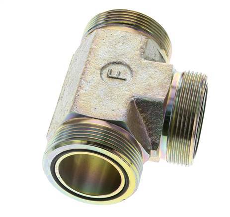 UN 2''-12 Male Zinc plated Steel Tee ORFS 250 Bar - Hydraulic