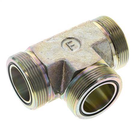 UN 2''-12 Male Zinc plated Steel Tee ORFS 250 Bar - Hydraulic