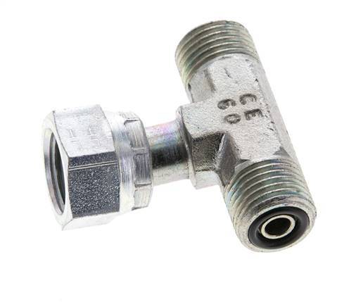 UNF 9/16''-18 M/F Zinc plated Steel Tee ORFS with union nut 630 Bar - Hydraulic
