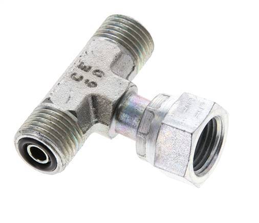 UNF 9/16''-18 M/F Zinc plated Steel Tee ORFS with union nut 630 Bar - Hydraulic