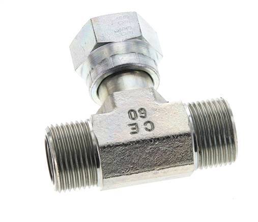 UNS 1''-14 M/F Zinc plated Steel Tee ORFS with union nut 400 Bar - Hydraulic