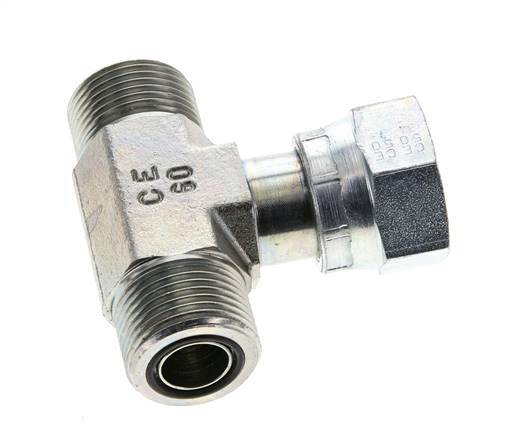 UNS 1''-14 M/F Zinc plated Steel Tee ORFS with union nut 400 Bar - Hydraulic