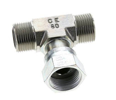 UNS 1''-14 M/F Zinc plated Steel Tee ORFS with union nut 400 Bar - Hydraulic