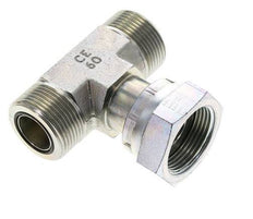 UN 1-7/16''-12 M/F Zinc plated Steel Tee ORFS with union nut 400 Bar - Hydraulic