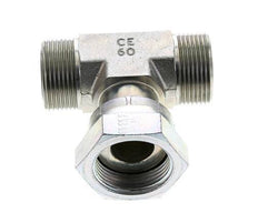 UN 1-7/16''-12 M/F Zinc plated Steel Tee ORFS with union nut 400 Bar - Hydraulic