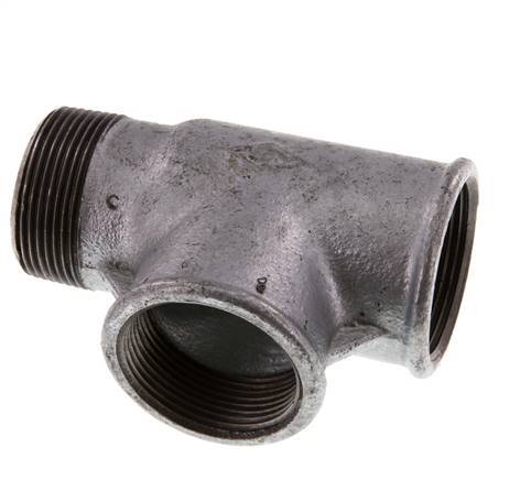 R 1 1/2'' x Rp 1 1/2'' M/F Zinc plated Cast iron Tee 25 Bar