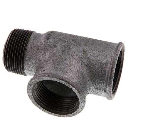R 1 1/4'' x Rp 1 1/4'' M/F Zinc plated Cast iron Tee 25 Bar