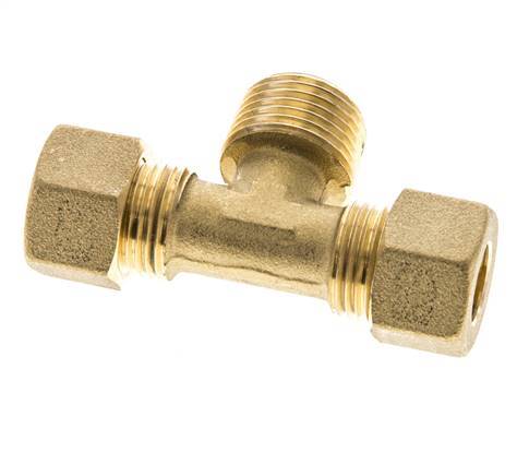 R 1/2'' Male x 12mm Brass Tee Compression Fitting 75 Bar DIN EN 1254-2