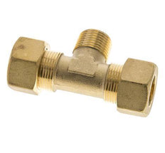R 1/2'' Male x 18mm Brass Tee Compression Fitting 67 Bar DIN EN 1254-2