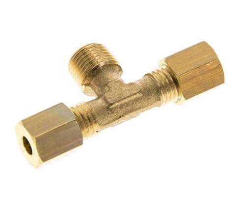 R 1/8'' Male x 4mm Brass Tee Compression Fitting 150 Bar DIN EN 1254-2