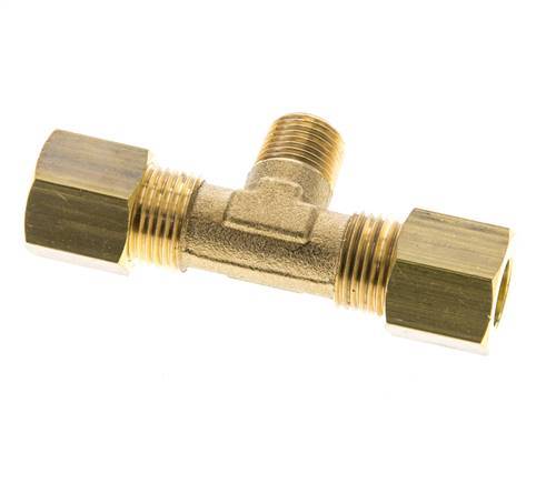 R 1/8'' Male x 8mm Brass Tee Compression Fitting 135 Bar DIN EN 1254-2