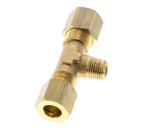 R 1/8'' Male x 8mm Brass Tee Compression Fitting 135 Bar DIN EN 1254-2