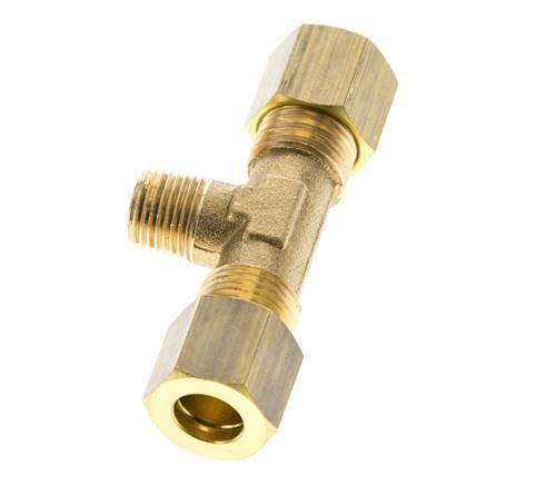 R 1/8'' Male x 8mm Brass Tee Compression Fitting 135 Bar DIN EN 1254-2
