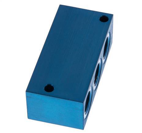 4xG 3/8'' Aluminium Distributor Block One-sided 16 Bar