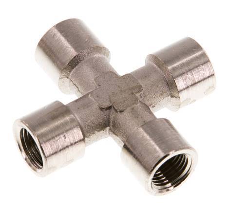 G 1/8'' Female Nickel plated Brass Cross 16 Bar [2 Pieces]