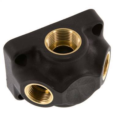 G 3/4'' x G 1/2'' Plastic Wall Mounted 4-way Air Junction with through-hole 15 Bar