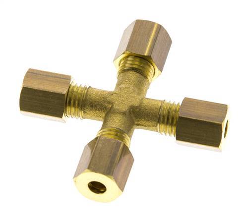 4mm Brass Cross Compression Fitting DIN EN 1254-2