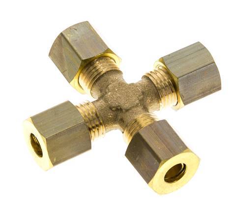 6mm Brass Cross Compression Fitting DIN EN 1254-2