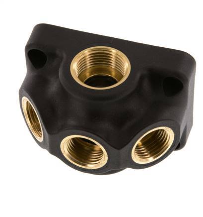 G 3/4'' x G 1/2'' Plastic Wall Mounted 5-way Air Junction with through-hole 15 Bar