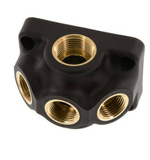 G 3/4'' x G 1/2'' Plastic Wall Mounted 5-way Air Junction with through-hole 15 Bar