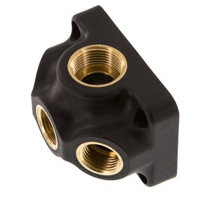 G 3/4'' x G 1/2'' Plastic Wall Mounted 5-way Air Junction with through-hole 15 Bar