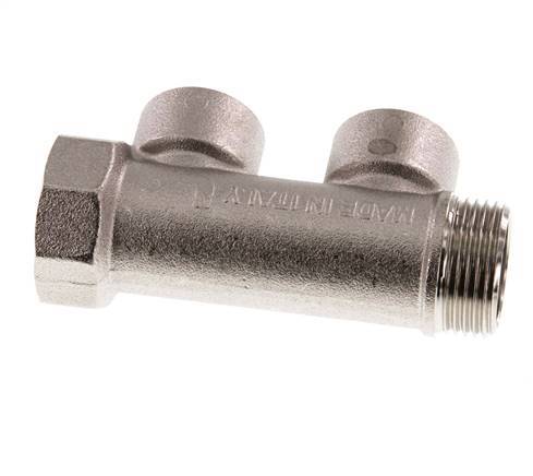 G 3/4'' x 2xG 1/2'' F/M/F Nickel plated Brass Distributor pipes 10 Bar