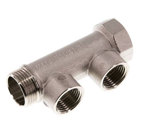 G 3/4'' x 2xG 1/2'' F/M/F Nickel plated Brass Distributor pipes 10 Bar