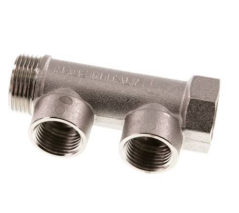 G 3/4'' x 2xG 1/2'' F/M/F Nickel plated Brass Distributor pipes 10 Bar