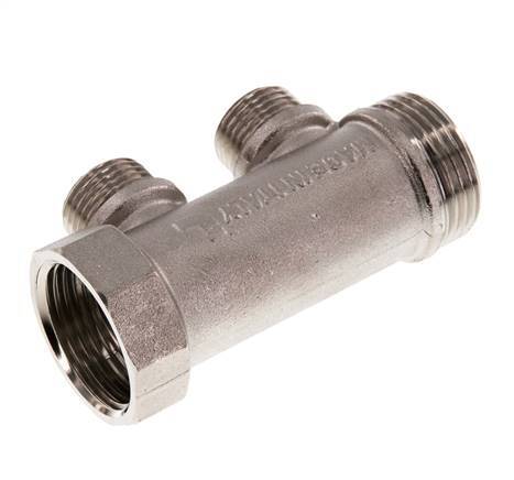 G 1'' x 2xG 1/2'' F/M/M Nickel plated Brass Distributor pipes 10 Bar