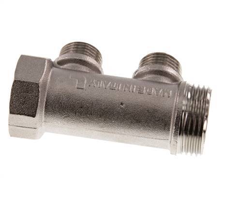 G 1'' x 2xG 1/2'' F/M/M Nickel plated Brass Distributor pipes 10 Bar