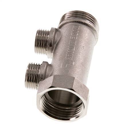 G 1'' x 2xG 1/2'' F/M/M Nickel plated Brass Distributor pipes 10 Bar