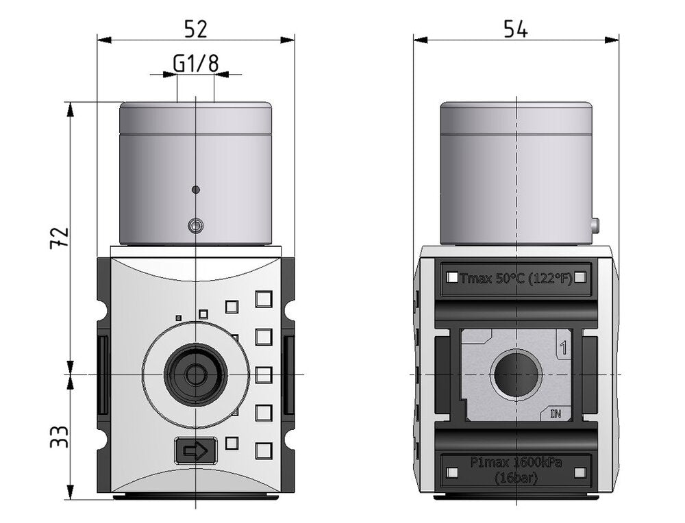 Pressure Regulator Pilot Operated G1/4'' 2700 l/min 0.5-16.0bar/7-232psi PA Futura 1