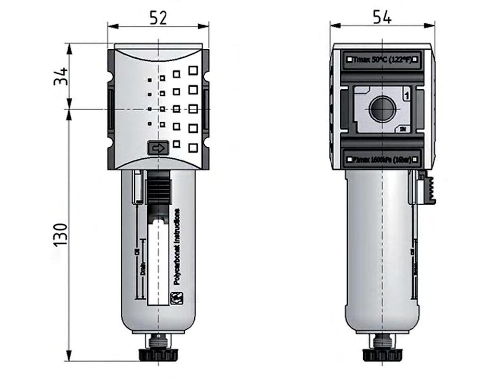 Filter 5microns G3/8'' 2200 l/min Semi-Auto Metal Futura 1