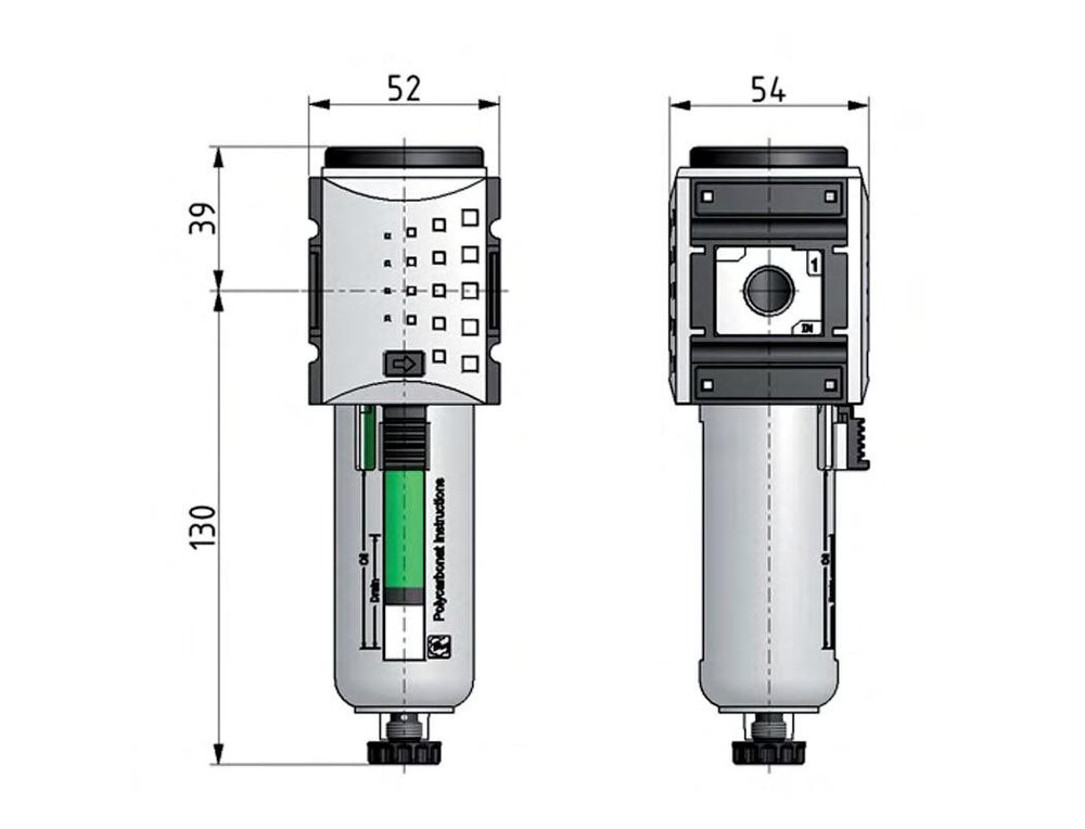 Pre-Filter 0.3microns G1/4'' 300 l/min Semi-Auto Metal Futura 1