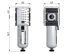 Filter 5microns G3/8'' 3500 l/min Auto Metal Futura 2