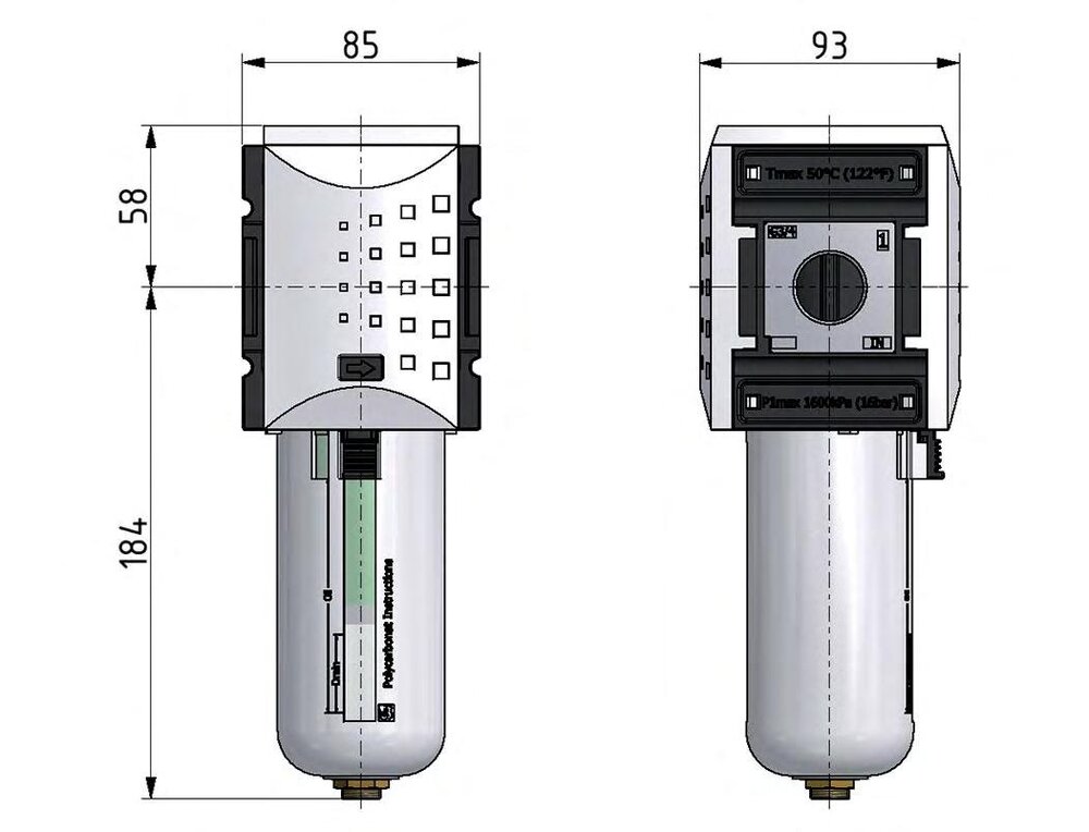 Activated Carbon Filter G3/4'' 2500 l/min Without Drainage Polycarbonate Futura 4