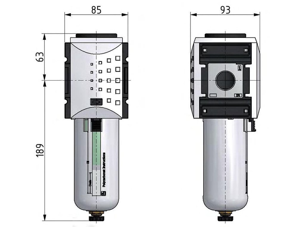Pre-Filter 0.3microns G3/4'' 1500 l/min Auto Polycarbonate Futura 4