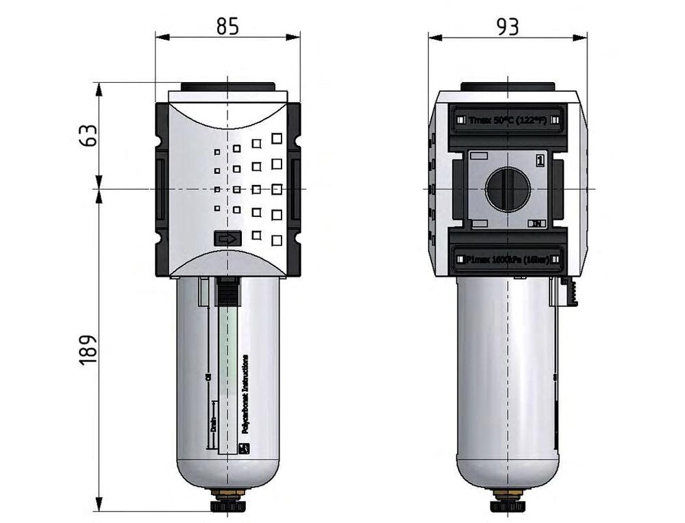 Microfilter 0.01microns G3/4'' 1500 l/min Semi-Auto Metal Futura 4