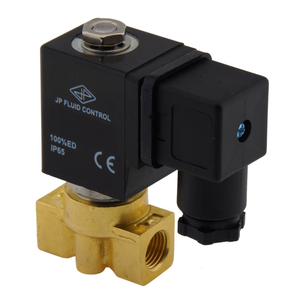 Solenoid Valve HP-DA 1/4'' high pressure brass PTFE 4-100bar 230V AC
