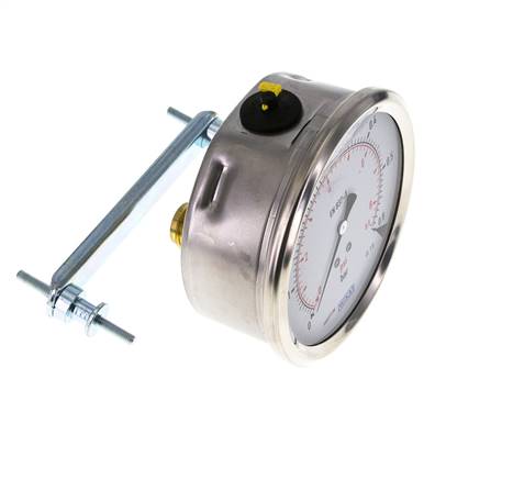 G1/2 Rear Connection Glycerine Pressure Gauge 0 to 0.6 bar 100mm WIKA