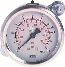 G1/2 Rear Connection Glycerine Pressure Gauge -1 to 0.6 bar 100mm WIKA