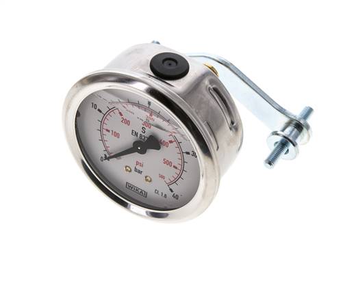 G1/4 Rear Connection Glycerine Pressure Gauge 0 to 40 bar 63mm WIKA