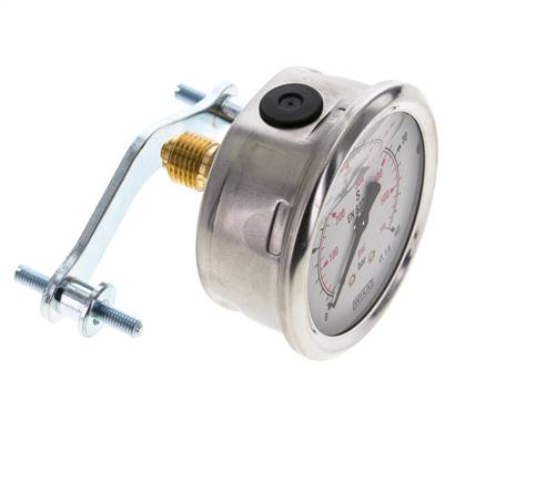 G1/4 Rear Connection Glycerine Pressure Gauge 0 to 40 bar 63mm WIKA