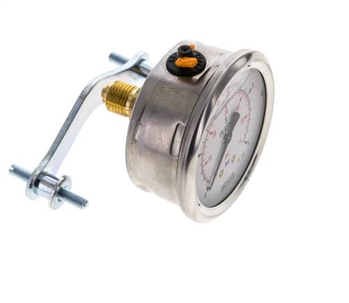 G1/4 Rear Connection Glycerine Pressure Gauge 0 to 4 bar 63mm WIKA