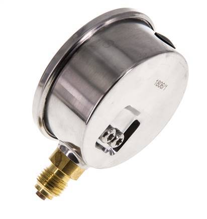 -1..0 Bar (-15..0 psi) Glycerin Pressure Gauge Below Stainless steel/Brass 63 mm Class 1.6