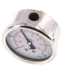 -1..1.5 Bar (-15..22 psi) Glycerin Pressure Gauge Rear Stainless steel/Brass 63 mm Class 1.6
