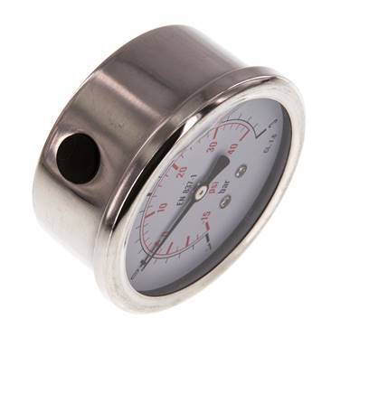 -1..3 Bar (-15..44 psi) Glycerin Pressure Gauge Below Stainless steel/Brass 63 mm Class 1.6